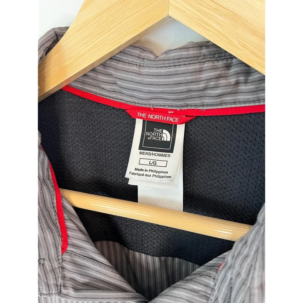 The North Face Mens Large Grey Striped Hiking Shirt Long Sleeve Vented Gorpcore